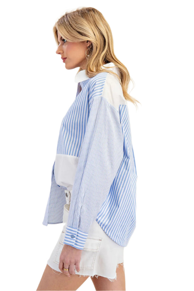 Striped Color Block Long Sleeve Shirt