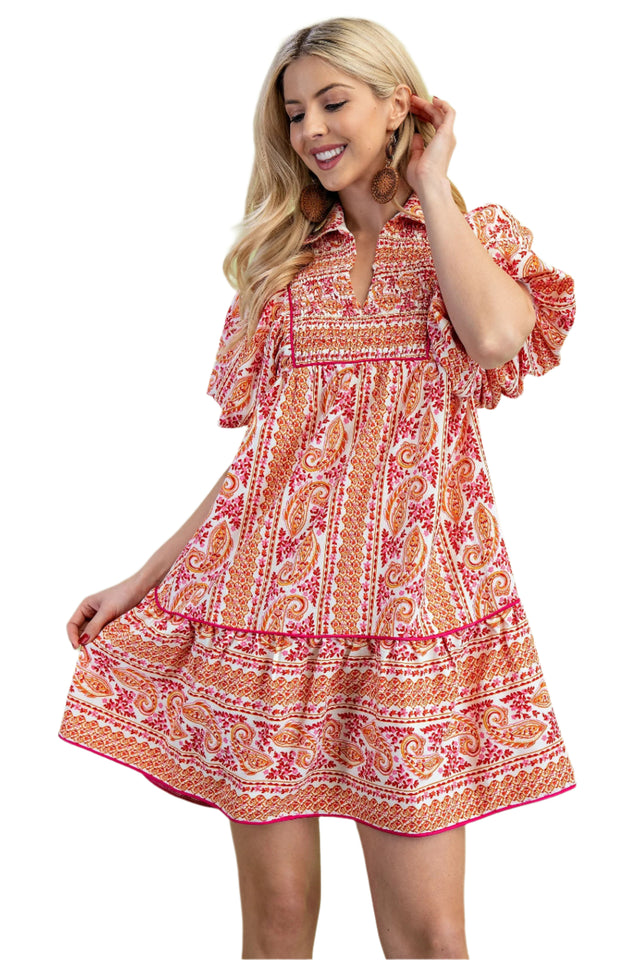 Mixed Paisley Print Dress