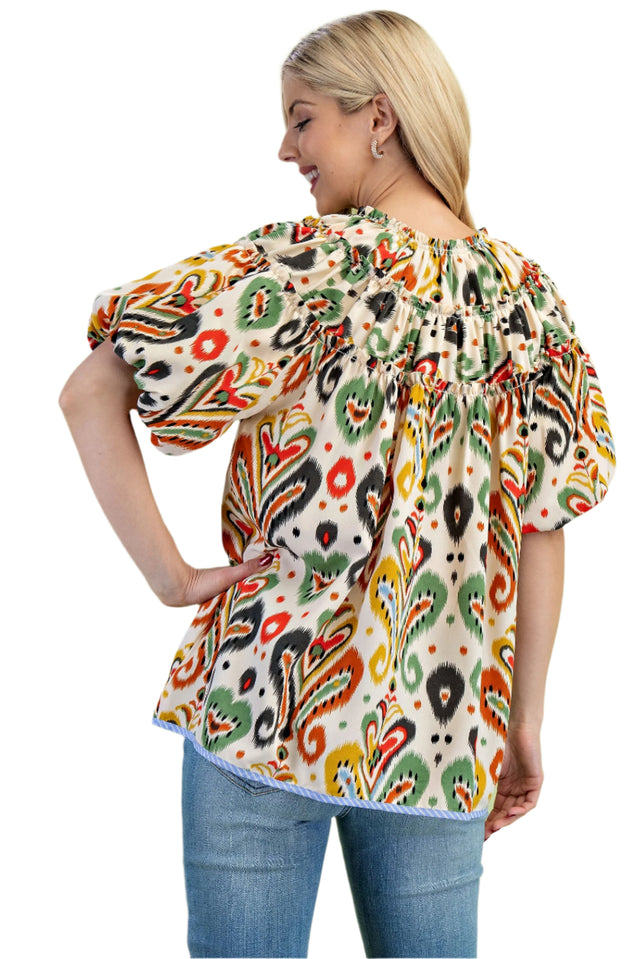 Abstract Paisley Print Top