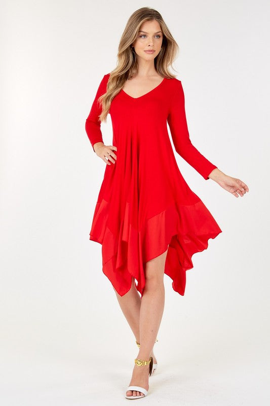 3/4 SLEEVE Asymmetrical Dress