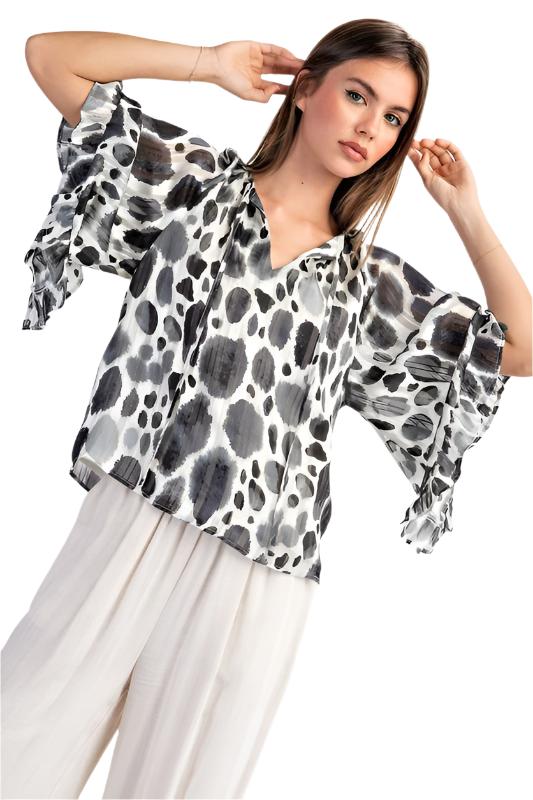 Spotted Half Sleeve Blouse